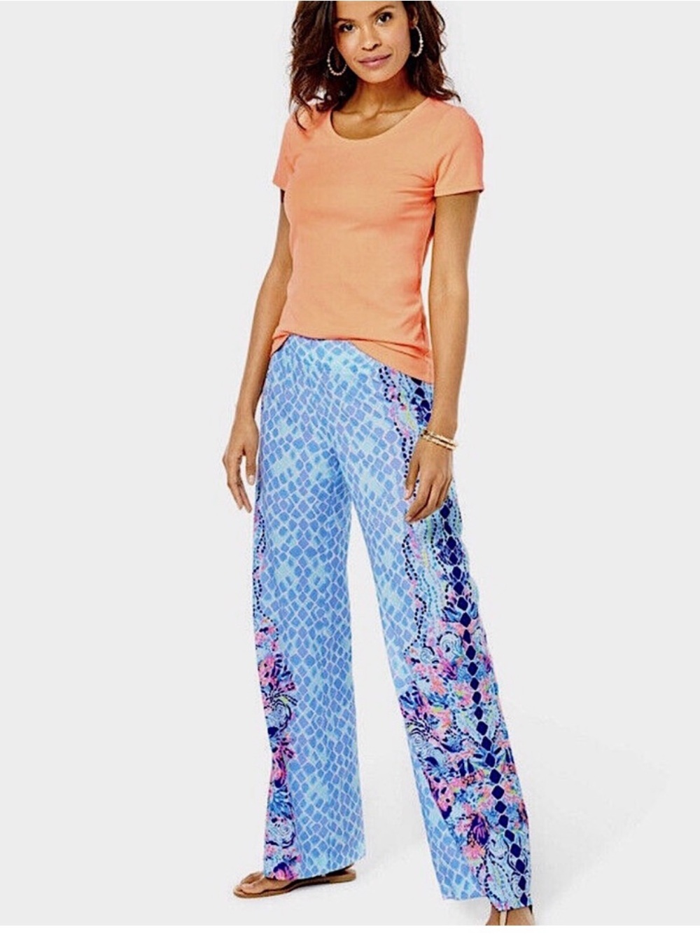 Lilly Pulitzer Bal Harbour Palazzo Pants Hidden Treasure Multi 33" Inseam Small